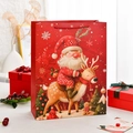 Grande sacchetto regalo di Natale con Babbo Natale e renna con manici rossi festivi - Alce Babbo Natale / Medio (12 pezzi)