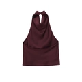 Top a lupetto senza maniche in raso rosso scuro con finitura lucida su sfondo bianco - XS / Rosso Scuro
