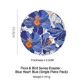 Round ceramic coaster with blue and orange floral pattern, 10.8cm diameter, single pack - Blue Coaster
