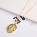 Gold plated Virgin Mary oval pendant necklace with cubic zirconia micro-pave details - Necklace-1