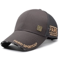 Berretto da baseball in mesh marrone scuro e grigio con ricamo dorato di lettere FARD - Regolabile / Grigio