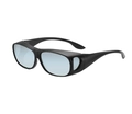 Night vision sunglasses with black plastic frame, light blue lenses and side windows - Bright Black Frame Silver Mirror Polarized C12