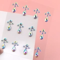 Sparkling AB iridescent teardrop and round face jewel stickers for fairy eye makeup - Iridescent Teardrop Round Jewels (BJA-703)