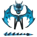 Blue three-piece dragon costume set with detailed mask, wings and tail for kids cosplay - Ice Blue