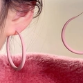 Retro matte rosa runde Creolen für Damen mit Silbernadel und Vintage-Ästhetik - Rosa Ring