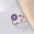 Elegant rose gold adjustable ring with rotating flower set with purple zircons - Rose Gold Ring / Rose Gold