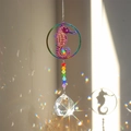Rainbow seahorse metal suncatcher with crystal ball projecting colorful light spots - Colorful Gold Seahorse