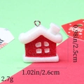 Detail of glittery resin Christmas house pendant with dimensions 0.98 x 1.02 inches - 9# Red and White Striped House