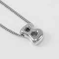 Polished silver bubble letter B pendant necklace with classic cuban chain design - Steel Letter B
