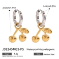 Gold and silver cherry-shaped stainless steel earrings with size and weight dimensions - Mixed Color Cherry Style (JDE2404032-PS)
