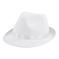 Classic white felt jazz fedora hat with a decorative white satin ribbon band - One Size 58cm / White