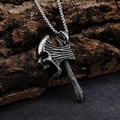 Collana con ciondolo ascia teschio gotico retrò in argento antico su corteccia d'albero - Ciondolo Teschio ad Ascia (Senza Catena) (D0103)