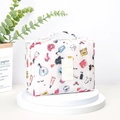 Trousse à maquillage blanche étanche avec motifs de dessins animés et poignée solide - 21*8*17cm / Années Fleuries
