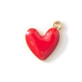 Red heart pendant with gold edges and enamel finish for DIY jewelry making - Red Gold Plated