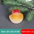 Christmas ocean shell ornament in red orange gradient with golden glitter details - Model 10-Red Orange Yellow Gradient Shell