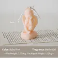 Pink cherub angel scented candle on heart base with ribbon detail and 8cm height - Tender Pink (Berlin Girl)