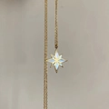 Collana in titanio placcato oro 18K con pendente a stella a otto punte in conchiglia naturale - Oro