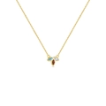 Collana in argento sterling S925 con ciondolo a tre foglie e zirconi multicolori - Argento 925 / Oro 18K (Collana Tipo A)