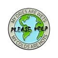 Broche ronde en émail et alliage avec motif de terre et lettrage créatif de mode - Aidez La Terre (XZ5186)