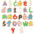 Set of 26 colorful enamel alphabet pendants in gold alloy frame for DIY jewelry - Mystery Colorful 26 Letters / White
