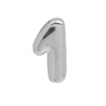 3D bubble-style letter pendant in silver finish representing the number one - Number 1 Pendant / White Gold