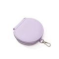 Mini round lavender crossbody coin purse with litchi texture and silver carabiner hook - Purple Coin Purse