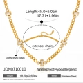 Collier en acier inoxydable doré à maillons larges avec zircons rectangulaires - Or (JDN0310010)