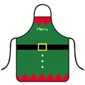 Waterproof Christmas elf apron in green and red with black belt for kitchen use - Merry Elf - Green