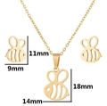 Minimalist gold stainless steel bee jewelry set with pendant necklace and stud earrings - Bee / Gold