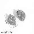 Orecchini irregolari a forma di conchiglia ondulata in acciaio inox argento - Oro 18K / Stile Argentato (TE60089-S)