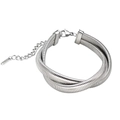 Détail d'un bracelet multicouche argenté en maille serpent avec fermoir et extension - Bracelet Argent / 8mm-19+7cm