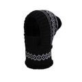 Black knitted balaclava with grey snowflake pattern and faux fur lining for winter - Black