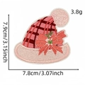 Pink plaid Christmas hat embroidery patch with ribbon bow for iron-on fabric decor - 12# Christmas Hat