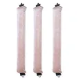 Detailed view of three velvet heatless hair curlers with champagne finish and hooks - 3 Pieces Set / Off-white
