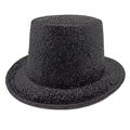 Classic black sequined top hat for magician costumes and formal gentleman performance - M (56-58cm) / Black