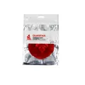 Red plush baby powder puff with bow in professional retail packaging 130mm x 185mm - Bag Packaging / Red
