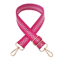 Detail of adjustable woven handbag strap in rose pink with luxury gold metal clasps - Pink Rose Red