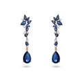 Elegant rose gold earrings with teardrop blue gemstones and clear zircon flower studs - No.4 (Blue Cluster/Rose Gold)