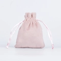 Pink velvet drawstring jewelry pouch with soft texture for cosmetics and small gifts - 8*10cm / High Top Drawstring Bag / Pink