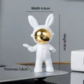 Cute astronaut rabbit figurine in white and gold with 4.6cm x 8cm size dimensions - No.3 Space Rabbit Gold Model A / 4.6x8x2.8cm