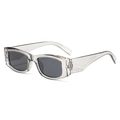 Retro rectangle thick frame sunglasses in translucent grey with dark grey lenses - Translucent Grey Frame Grey Lens