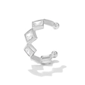 Silver ear cuff with three cubic zirconia stones in a minimalist C-shape design - EGJ0132 Silver Square Zirconia