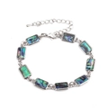 Colorful abalone shell rectangle geometric bracelet in silver with adjustable chain - Rectangle