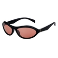 Sportliche Radsport-Sonnenbrille mit glänzend schwarzem Ovalrahmen und braunen Gläsern - Schwarz Rosa