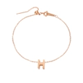 Cavigliera minimalista in acciaio inossidabile oro rosa con ciondolo a lettera H 3D - H-Oro Rosa