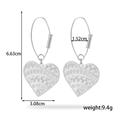 French vintage silver stainless steel heart earrings with hollow geometric patterns - Silver Hollow Heart