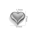 Colgante de corazón pulido de acero inoxidable, altura 27 mm y ancho 23 mm, color plata - 23mm / Color Acero