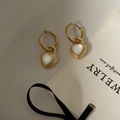 Golden heart-shaped cat-eye stone earrings with elegant spiral textured edges for women - Gold Heart Buckle