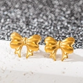 Élégantes boucles d'oreilles en acier inoxydable plaqué or 18k avec un nœud chic - Nœud