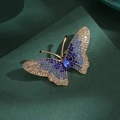 Elegant gold butterfly brooch with blue and champagne rhinestones for suits - 429# Blue Butterfly